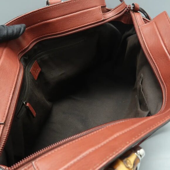 GUCCI Brick Red Leather Satchel 430-010325 - Picture 9 of 11